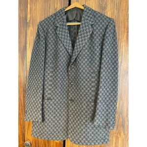 Brown Checkered Outdoor Wool Coat Size 40 Long
